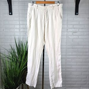 Isle Bay Cream High Rise Tapared Linen Pant Size 32
